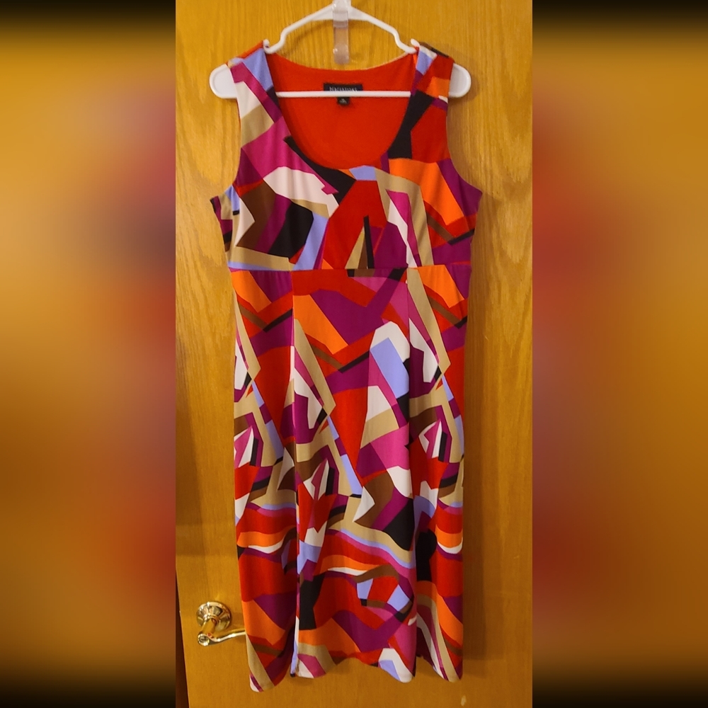 Perception, Dress & Jacket Set, Both Size 12, Red Jacket with Multi Color Dress.